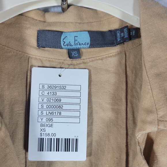 Anthropologie NEW Eva Franco Women's LINEN Beige/Brown Belted Trench Jacket M - Picture 3 of 7